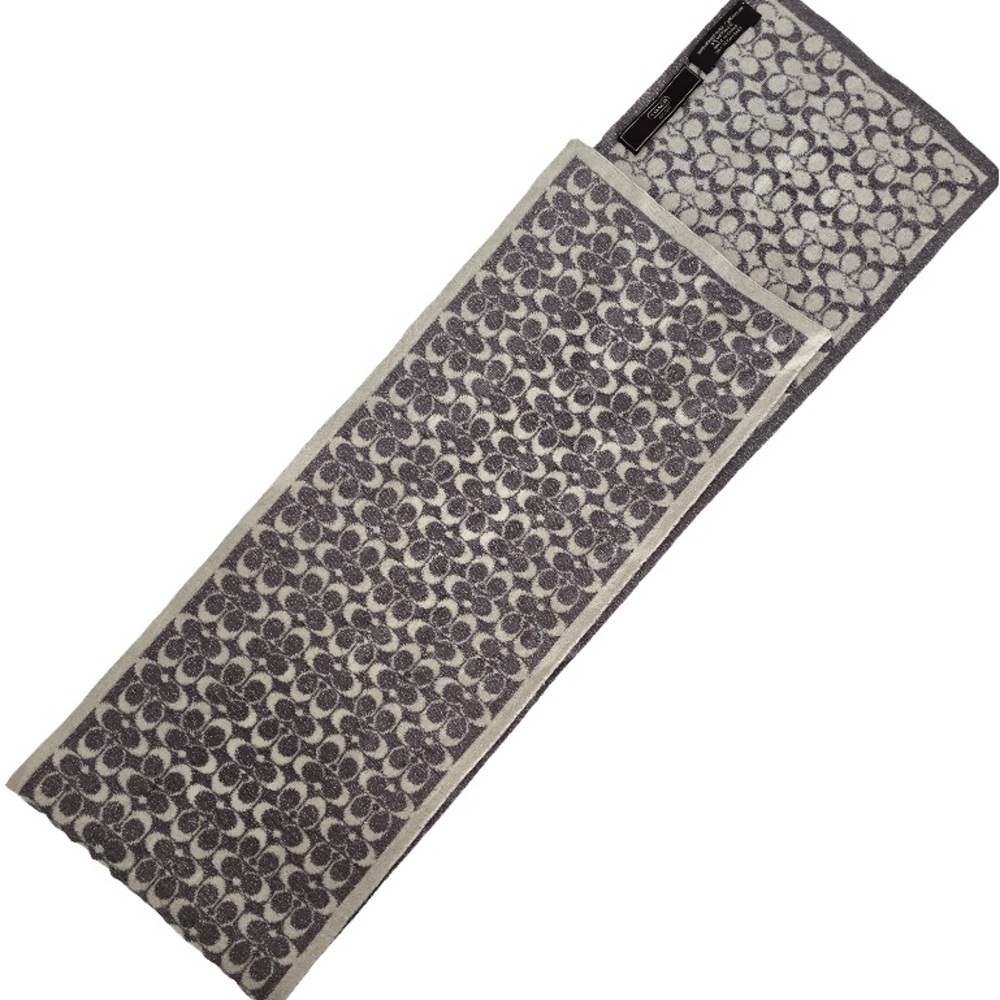 Coach Gray and Cream Patterned Scarf - Picture 4 of 4